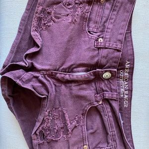 American Eagle Shortie Shorts - Maroon Ripped
